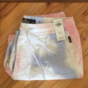 Hollister men’s jogger short 7” epic flex size med white pink light blue the die